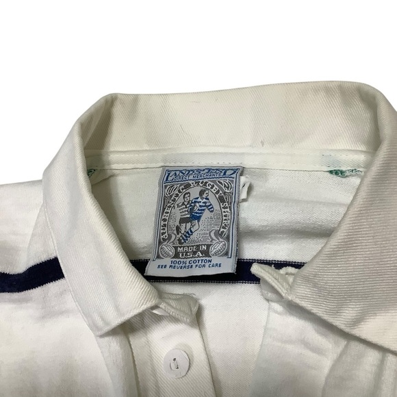 Lands’ End Men’s Authentic Rugby Shirt Striped White Polo Size Large - Picture 4 of 11